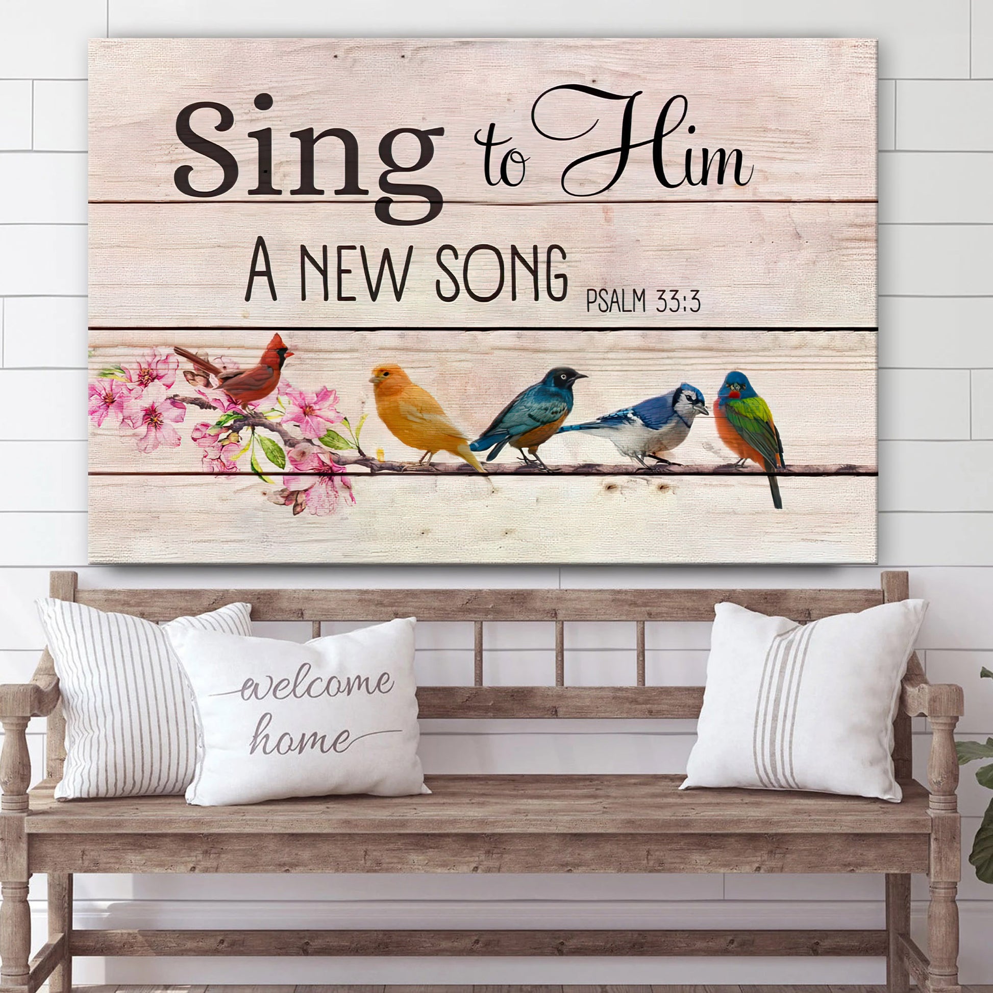 Sing To Him A New Song Psalm 333 Bible Verse Wall Art Canvas