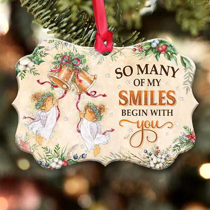 Sister Angel So Many Of My Smiles Begin With You 2 Metal Ornament - Christmas Ornament - Christmas Gift