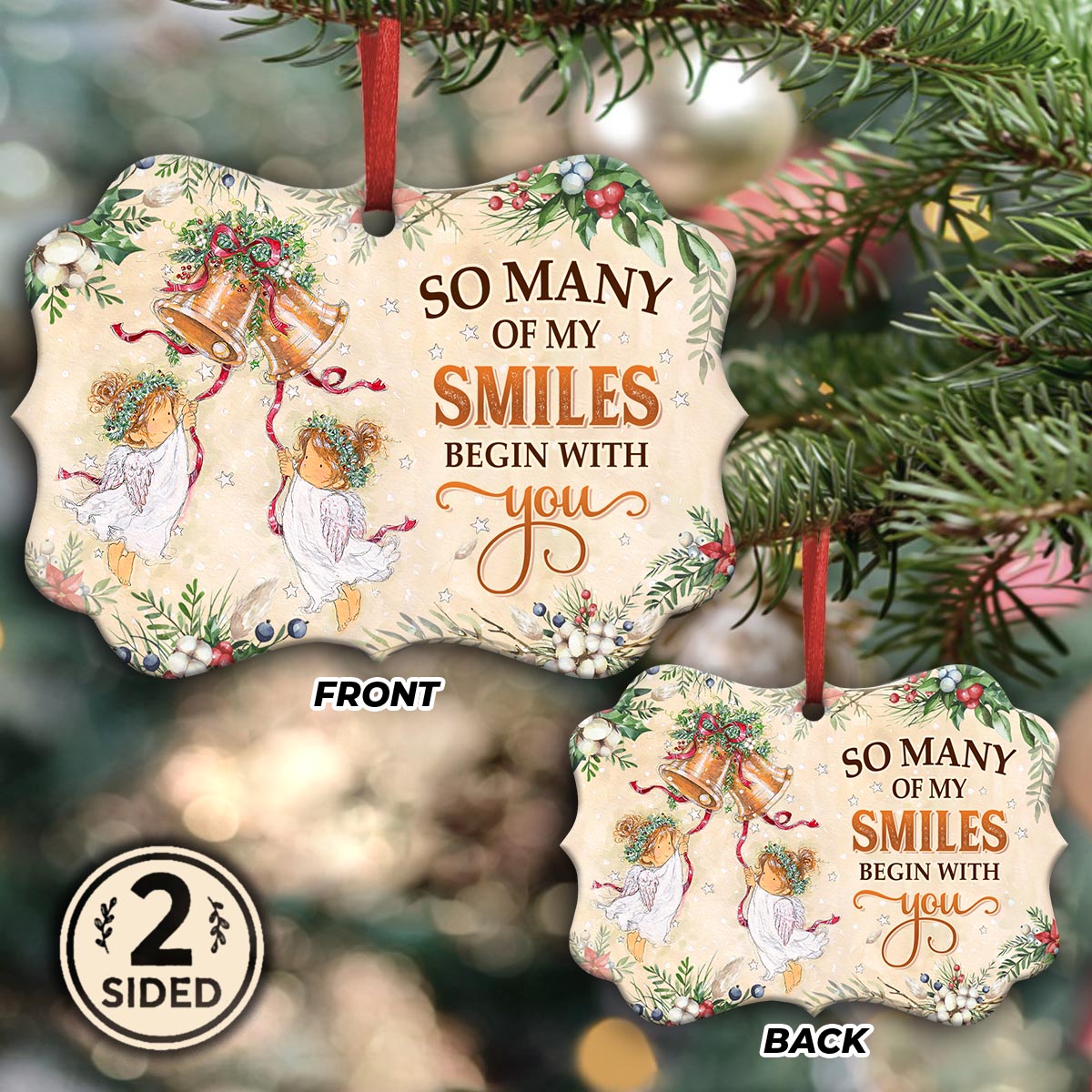 Sister Angel So Many Of My Smiles Begin With You 2 Metal Ornament - Christmas Ornament - Christmas Gift