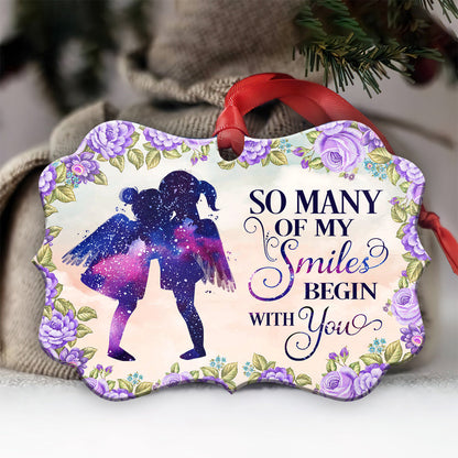 Sister Angel So Many Of My Smiles Begin With You Metal Ornament - Christmas Ornament - Christmas Gift