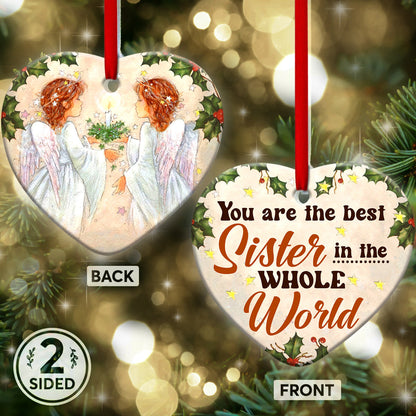 Sister Angel You Are The Best Sister In The Whole World Heart Ornament - Christmas Ornament - Ciaocustom