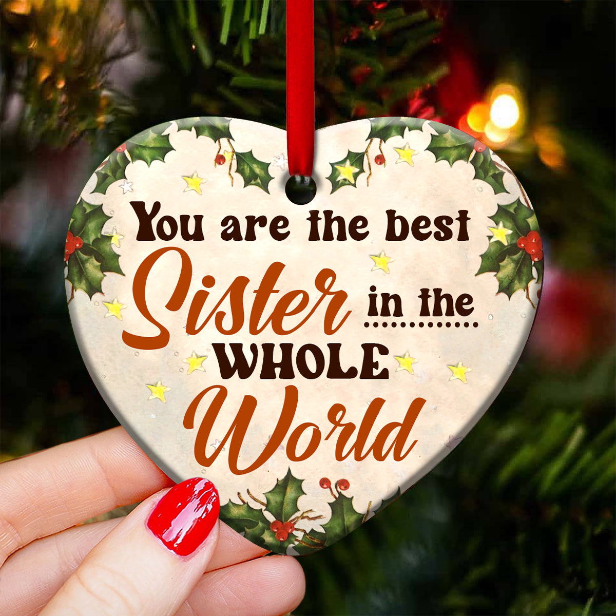 Sister Angel You Are The Best Sister In The Whole World Heart Ornament - Christmas Ornament - Ciaocustom