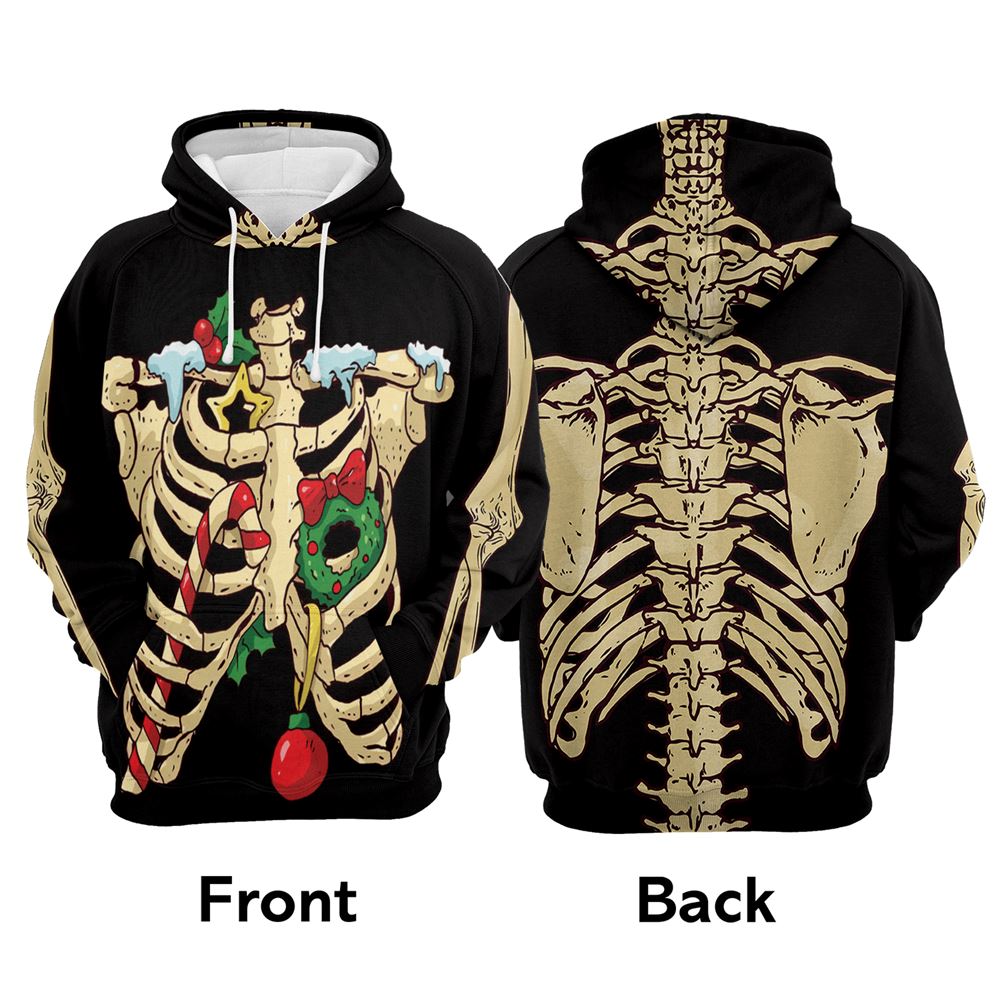 Skeleton Christmas All Over Print 3D Hoodie For Men And Women, Best Gift For Dog lovers, Best Outfit Christmas