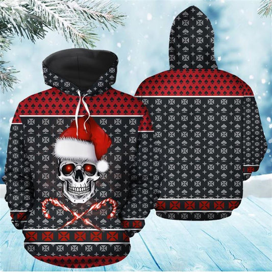 Skull Merry Christmas All Over Print 3D Hoodie For Men And Women, Christmas Gift, Warm Winter Clothes, Best Outfit Christmas