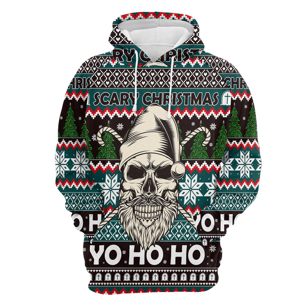 Skull Scary Christmas All Over Print 3D Hoodie For Men And Women, Best Gift For Dog lovers, Best Outfit Christmas