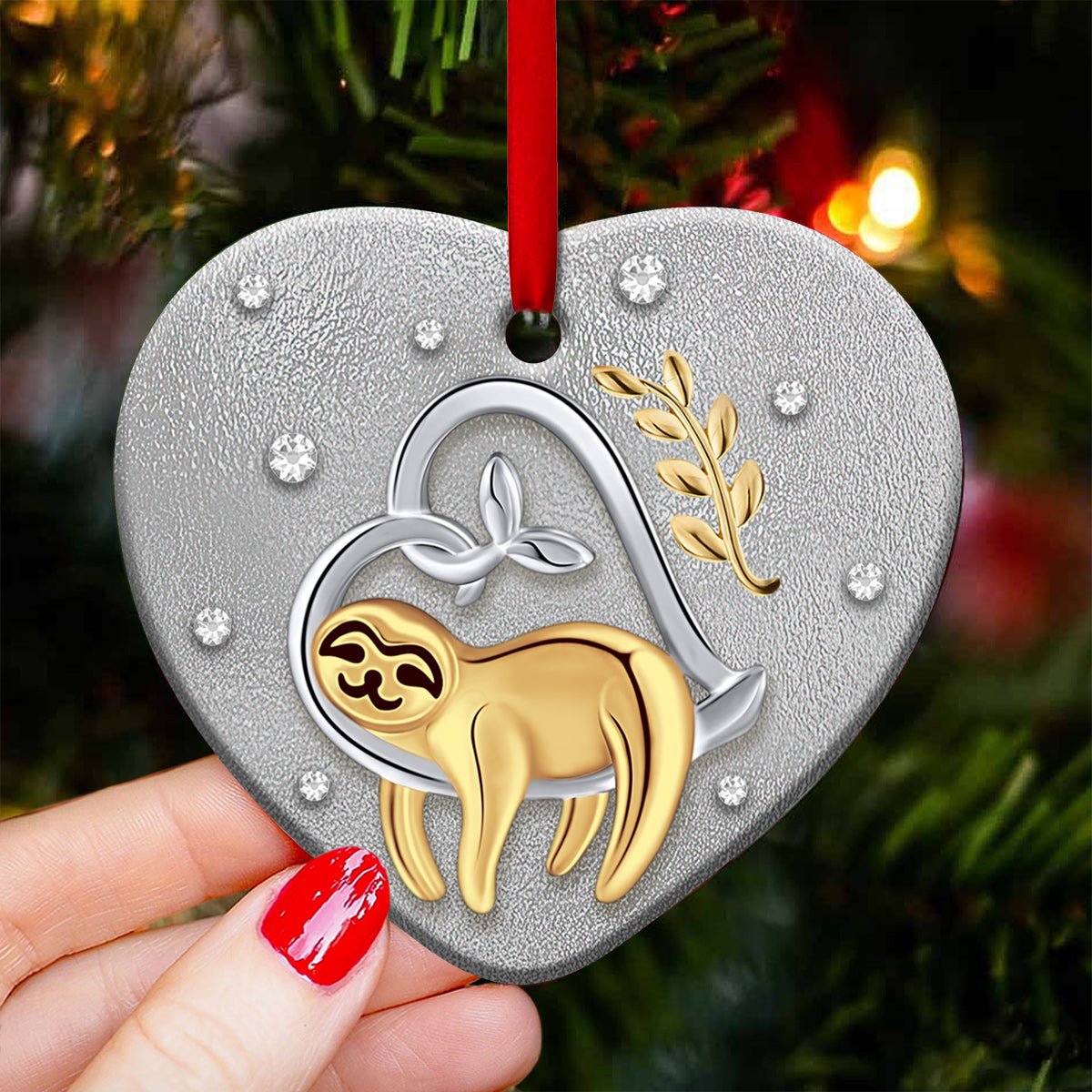 Sloth Advice Heart Ceramic Ornament - Christmas Ornament - Christmas Gift