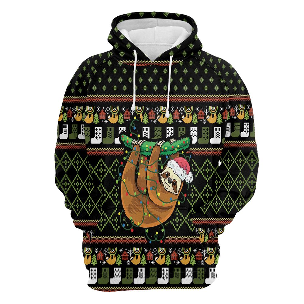 Sloth Christmas All Over Print 3D Hoodie For Men And Women, Best Gift For Dog lovers, Best Outfit Christmas