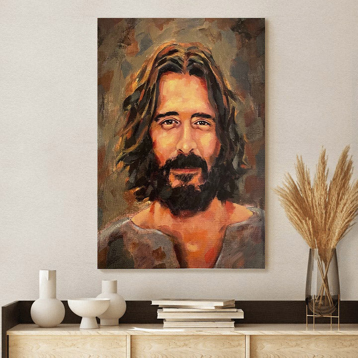 Smiling Jesus Canvas Wall Art - Jesus Christ Canvas - Christian Wall Art