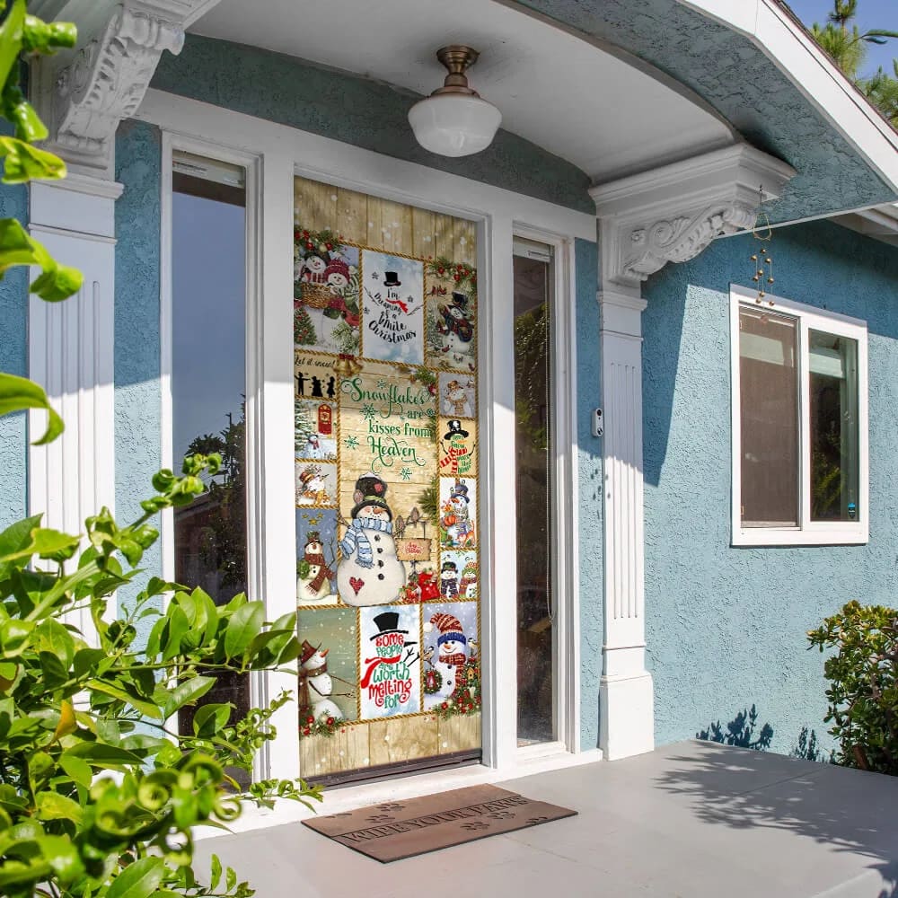 Snowflakes Are Kisses from Heaven Door Cover - Snowman Door Cover - Christmas Door Cover - Christmas Outdoor Decoration