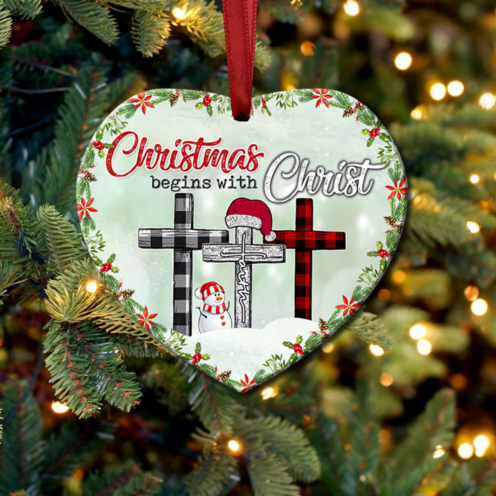 Snowman 3 Heart Ceramic Ornament - Christmas Ornament - Christmas Gift