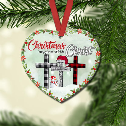 Snowman 3 Heart Ceramic Ornament - Christmas Ornament - Christmas Gift