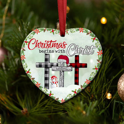 Snowman 3 Heart Ceramic Ornament - Christmas Ornament - Christmas Gift