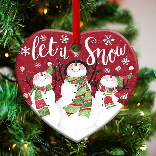 Snowman 4 Heart Ceramic Ornament - Christmas Ornament - Christmas Gift