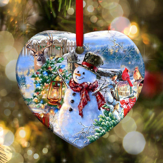 Snowman 5 Heart Ceramic Ornament - Christmas Ornament - Christmas Gift