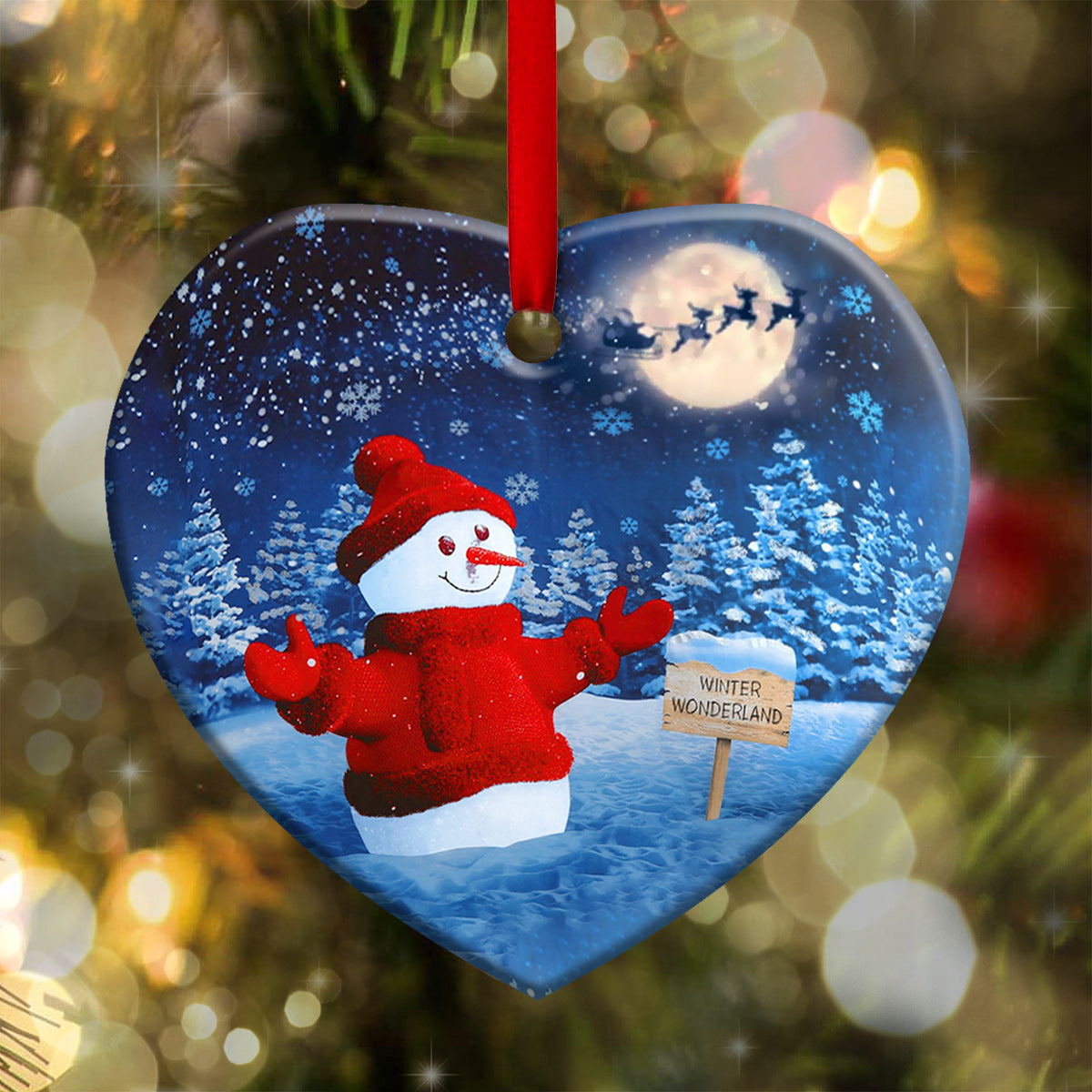 Snowman 6 Heart Ceramic Ornament - Christmas Ornament - Christmas Gift