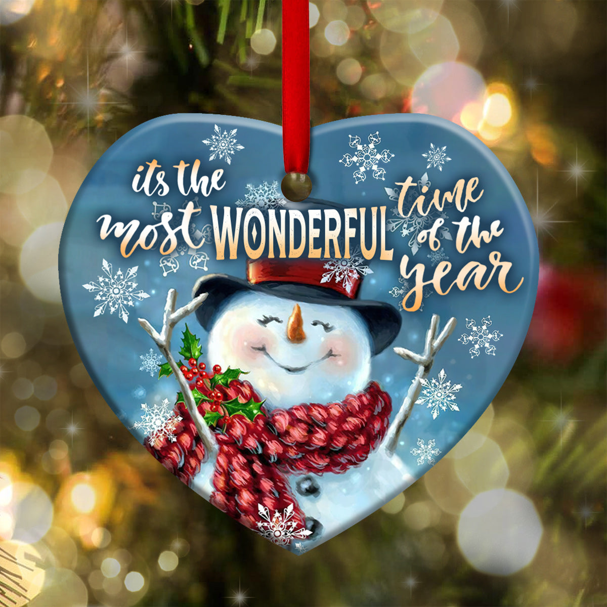 Snowman 7 Heart Ceramic Ornament - Christmas Ornament - Christmas Gift