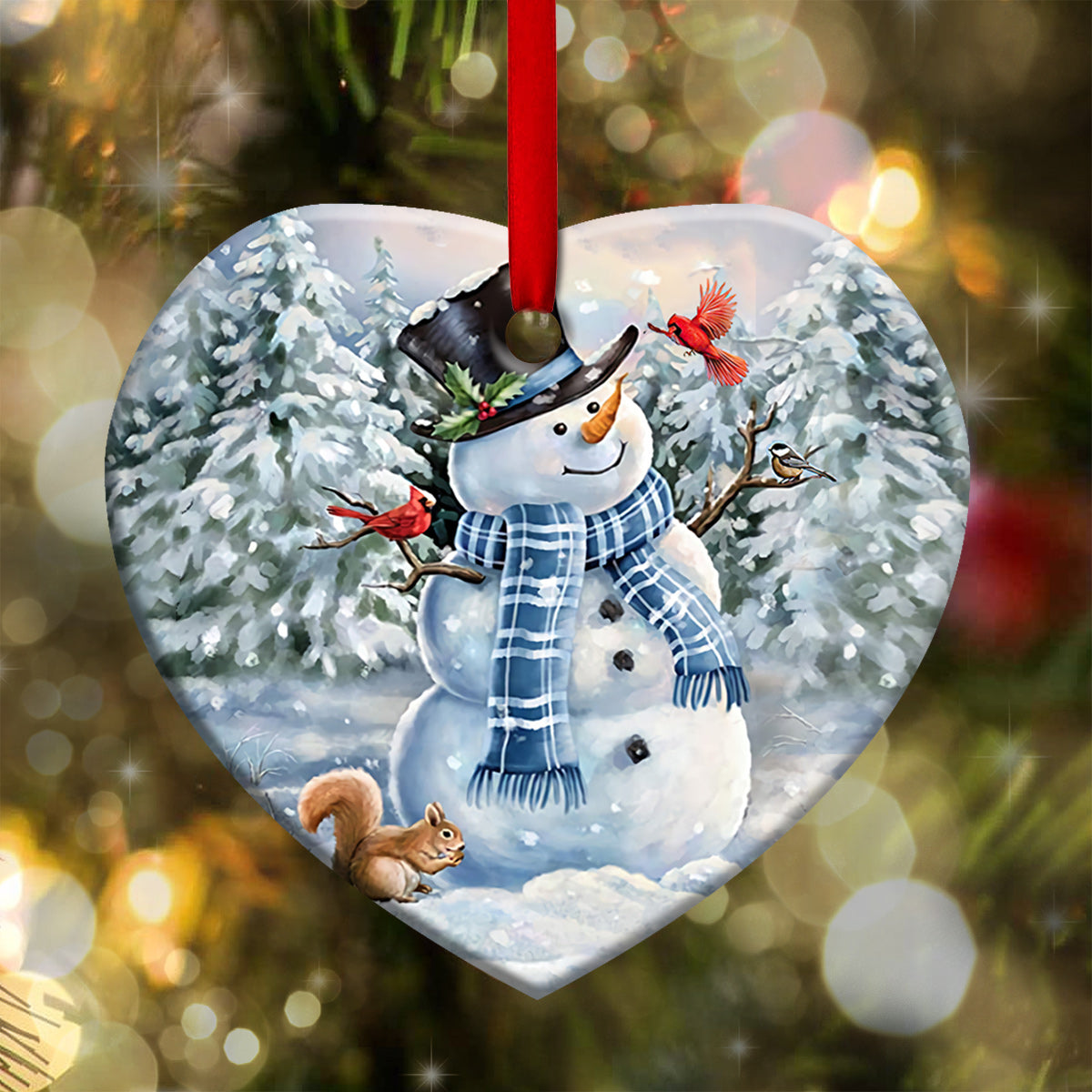 Snowman 8 Heart Ceramic Ornament - Christmas Ornament - Christmas Gift