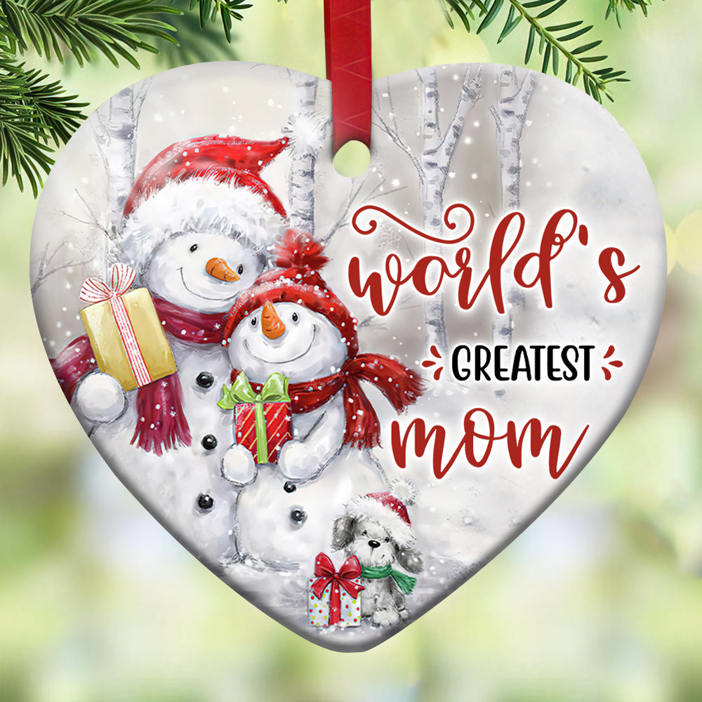 Snowman 9 Heart Ceramic Ornament - Christmas Ornament - Christmas Gift