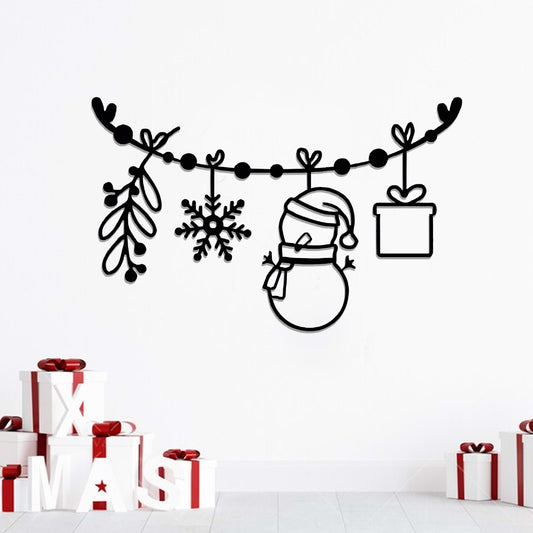 Snowman And Snowflake Metal Sign - Christmas Metal Wall Decor - Ciaocustom