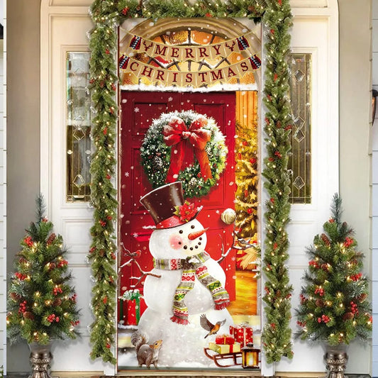 Snowman Christmas Door Cover - Home Decor - Christmas Door Cover - Christmas Outdoor Decoration