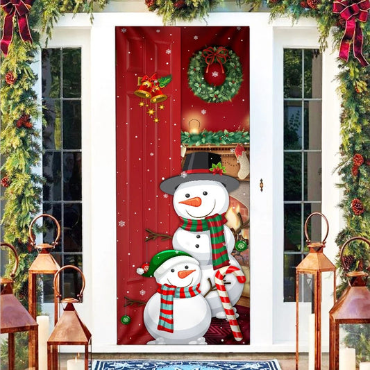 Snowman Christmas Is Coming Door Cover - Christmas Door Cover - Christmas Outdoor Decoration