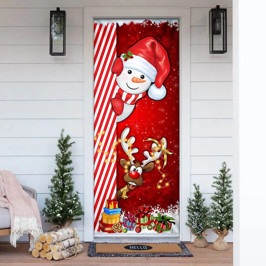 Snowman Door Cover - Christmas Door Cover - Christmas Outdoor Decoration
