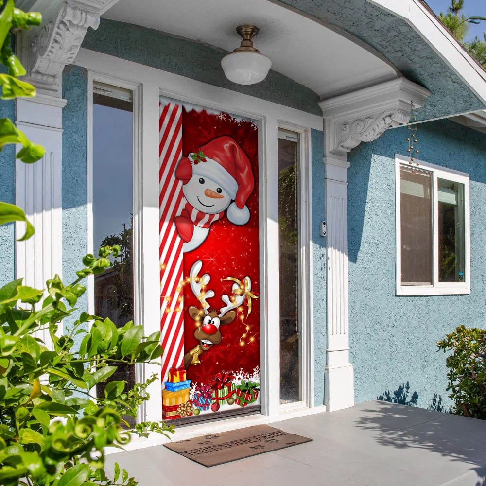 Snowman Door Cover - Christmas Door Cover - Christmas Outdoor Decoration