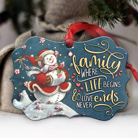 Snowman Family Metal Ornament - Christmas Ornament - Christmas Gift