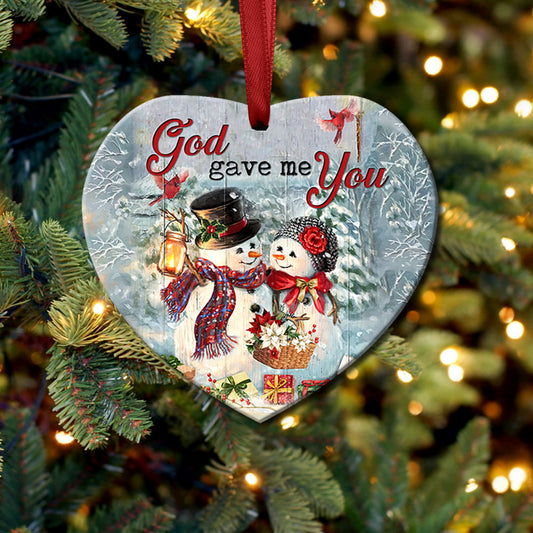 Snowman Heart Ceramic Ornament - Christmas Ornament - Christmas Gift