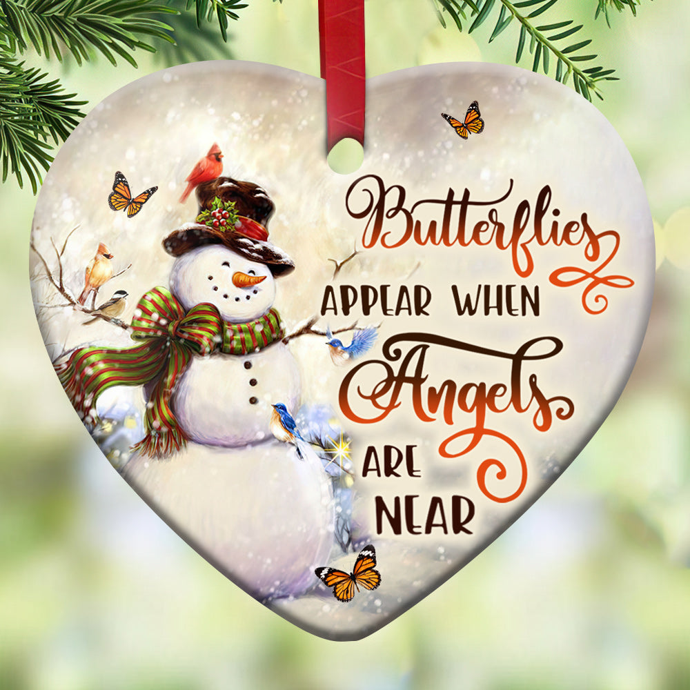 Snowman Memorial 1 Heart Ceramic Ornament - Christmas Ornament - Christmas Gift