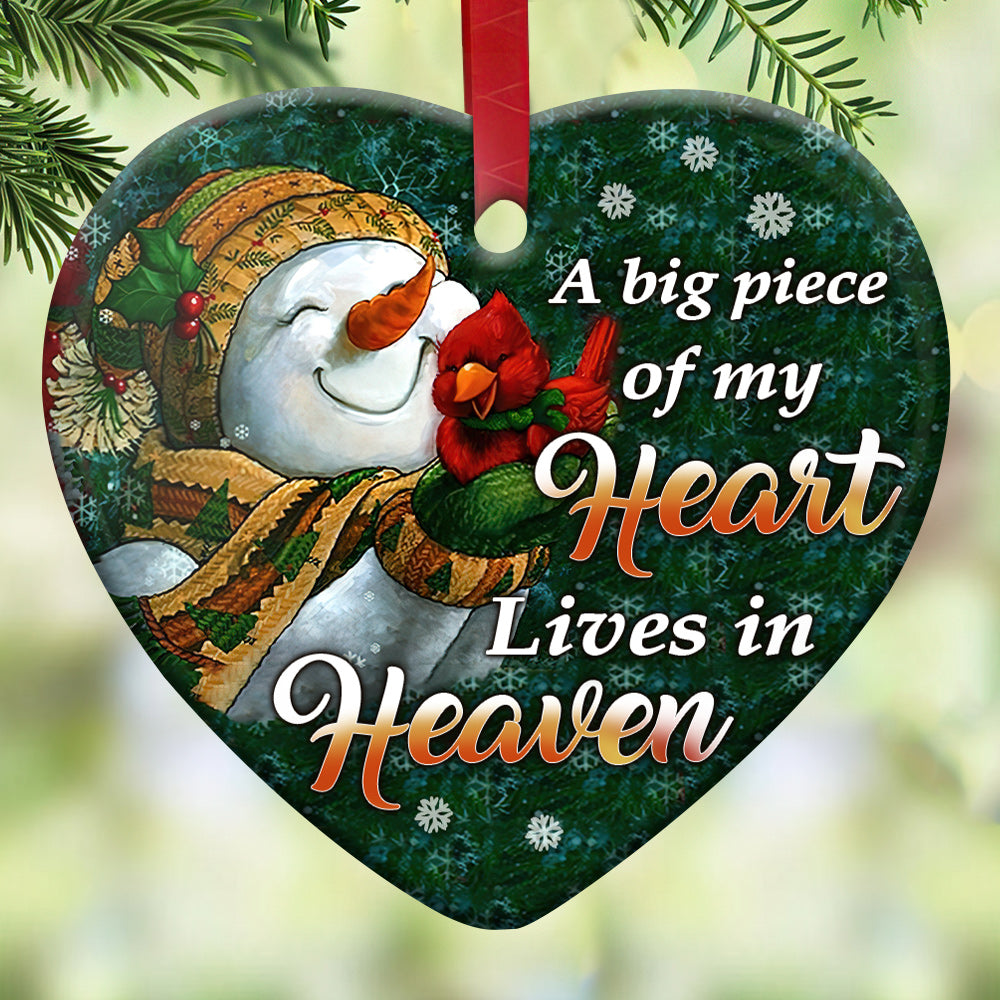 Snowman Memorial 4 Heart Ceramic Ornament - Christmas Ornament - Christmas Gift