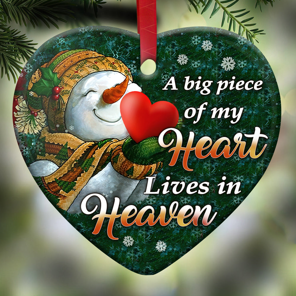 Snowman Memorial 5 Heart Ceramic Ornament - Christmas Ornament - Christmas Gift