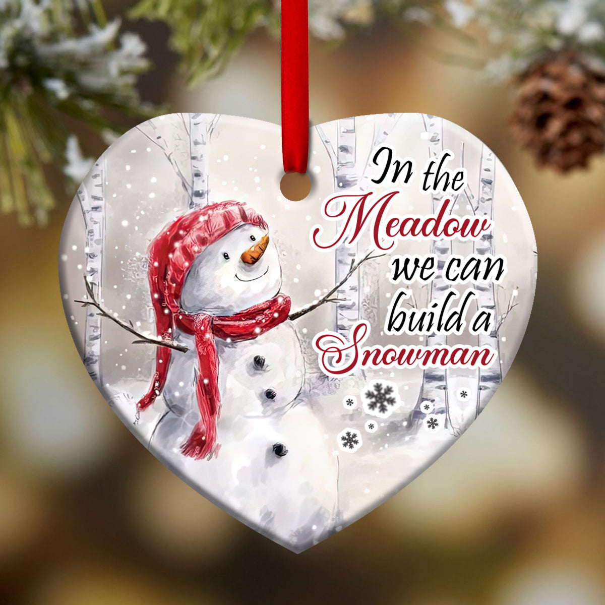 Snowman Memory Heart Ceramic Ornament - Christmas Ornament - Christmas Gift