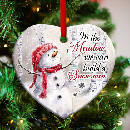 Snowman Memory Heart Ceramic Ornament - Christmas Ornament - Christmas Gift