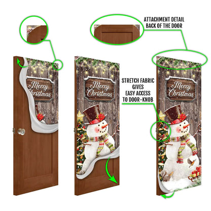 Snowman Merry Christmas Door Cover - Christmas Door Cover - Christmas Outdoor Decoration