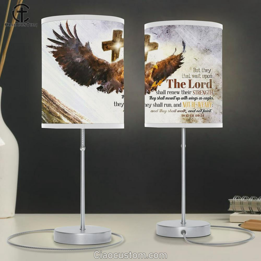 Soaring Eagle They That Wait Upon The Lord Lamp Art Table Lamp - Christian Lamp Art Decor - Scripture Table Lamp Prints