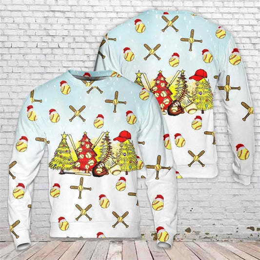 Softball Christmas Trees Ugly Christmas Sweater For Men And Women, Best Gift For Christmas, The Beautiful Winter Christmas Outfit