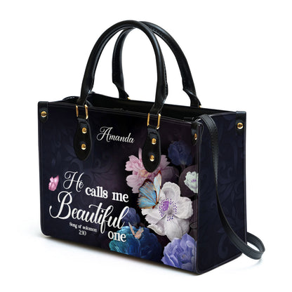 Solomon 2 10 He Calls Me Beautiful One Leather Bag - Personalized Leather Bible Handbag - Christian Gifts for Women