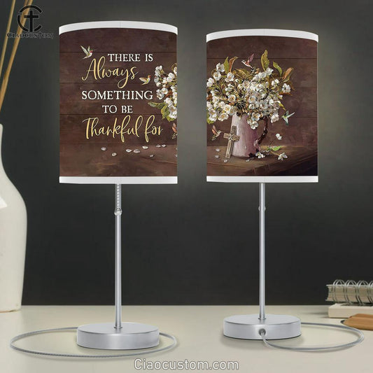 Something To Be Thankful For Jasmine Vase Hummingbird Cross Table Lamp Art - Bible Verse Lamp Art - Room Decor Christian
