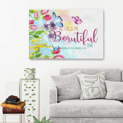 Song Of Solomon 210 He Calls Me Beautiful One Canvas Wall Art - Religious Wall Decor