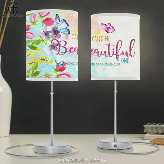 Song Of Solomon 210 He Calls Me Beautiful One Table Lamp For Bedroom - Christian Room Decor