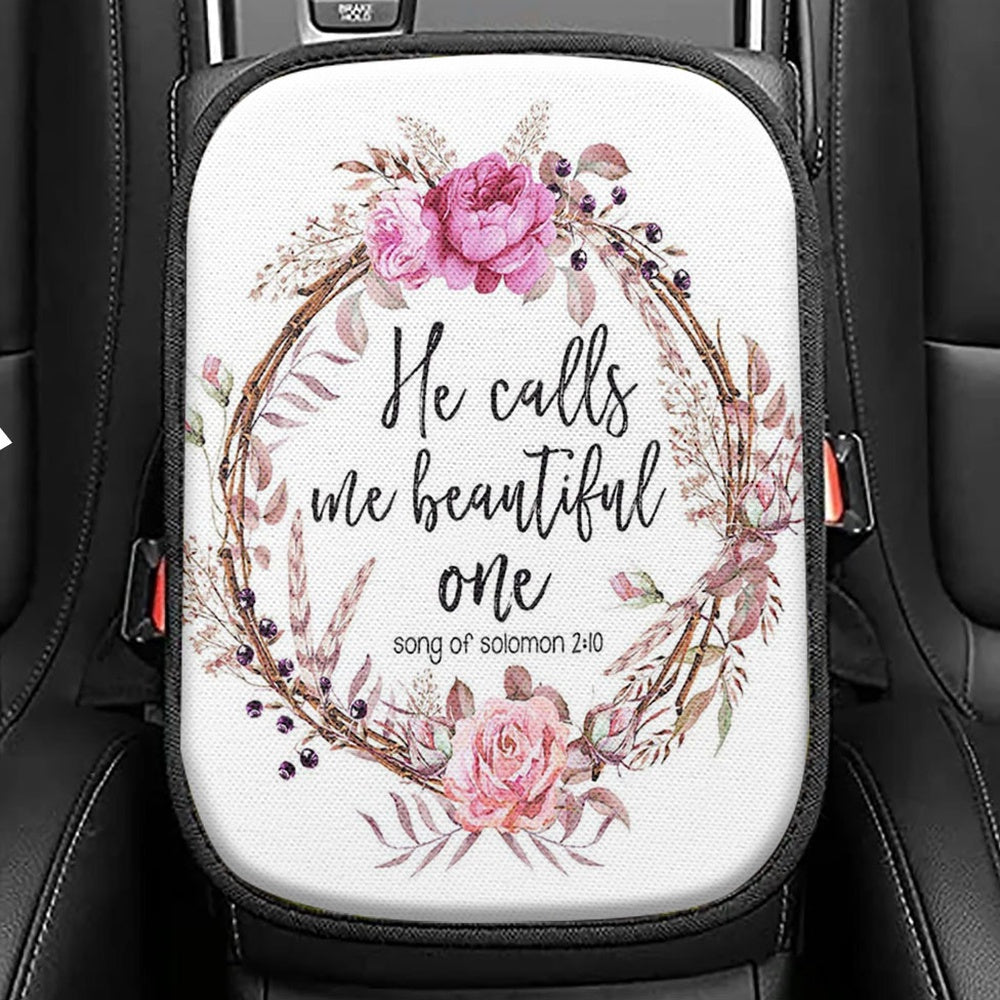 Song Of Solomon 2 10 He Calls Me Beautiful One Seat Box Cover, Christian Car Center Console Cover