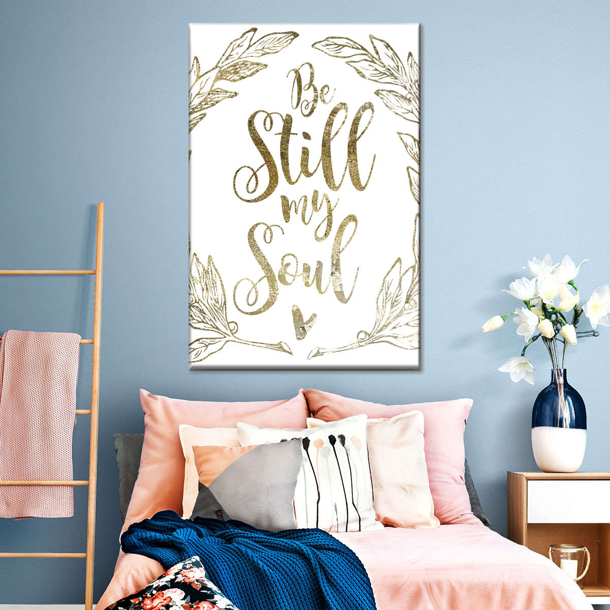 Soul Be Still I Wall Art Canvas - Canvas Religious Wall Art - Christian Wall Decor Living Room