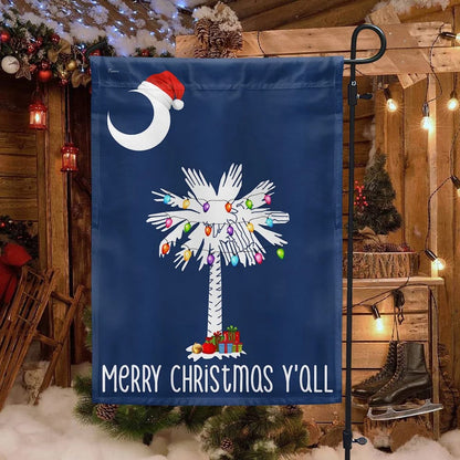 South Carolina Christmas Flag Merry Christmas Y'all - Christmas Garden Flag - Christmas House Flag - Christmas Outdoor Decoration