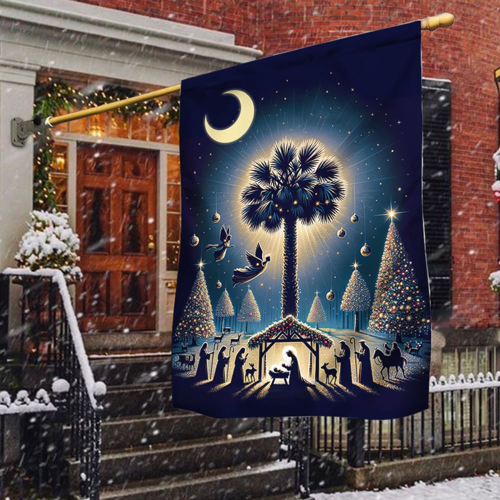 South Carolina Christmas Nativity Child Is Born Flag - Religious Christmas House Flags