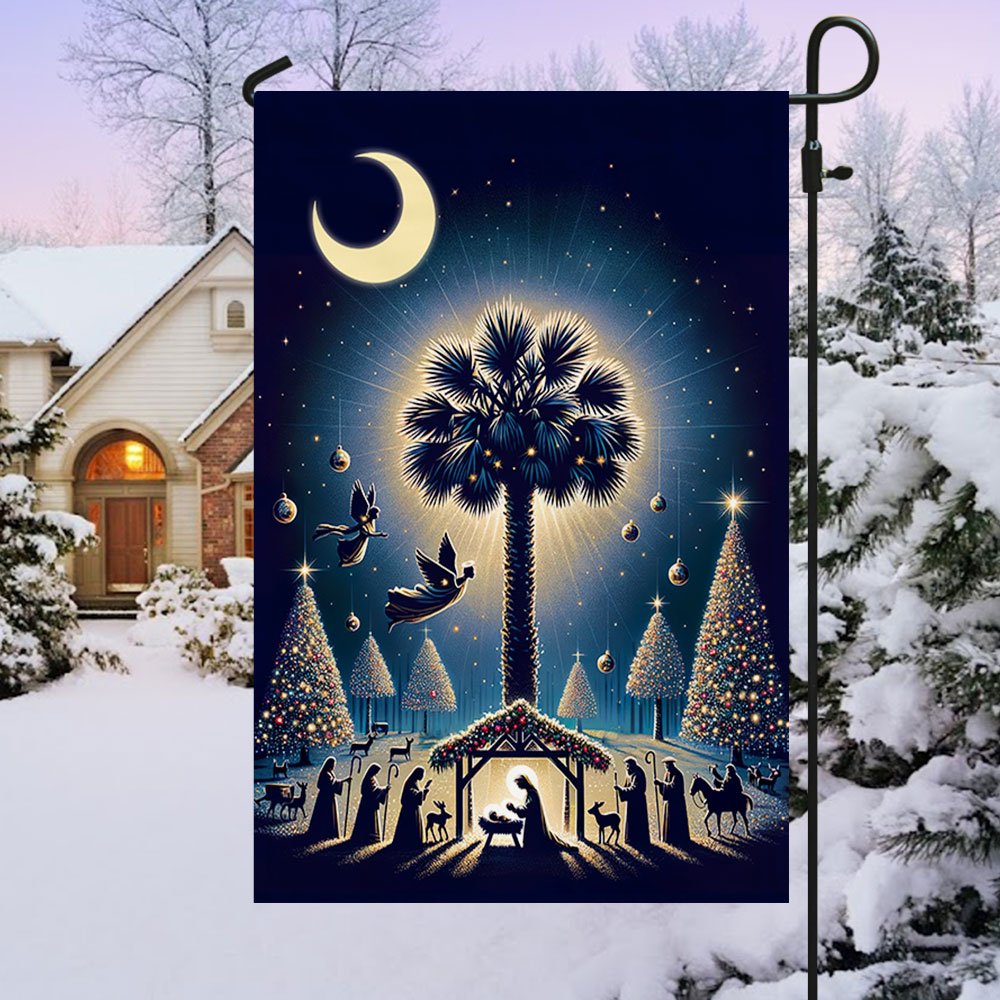 South Carolina Christmas Nativity Child Is Born Flag - Religious Christmas House Flags