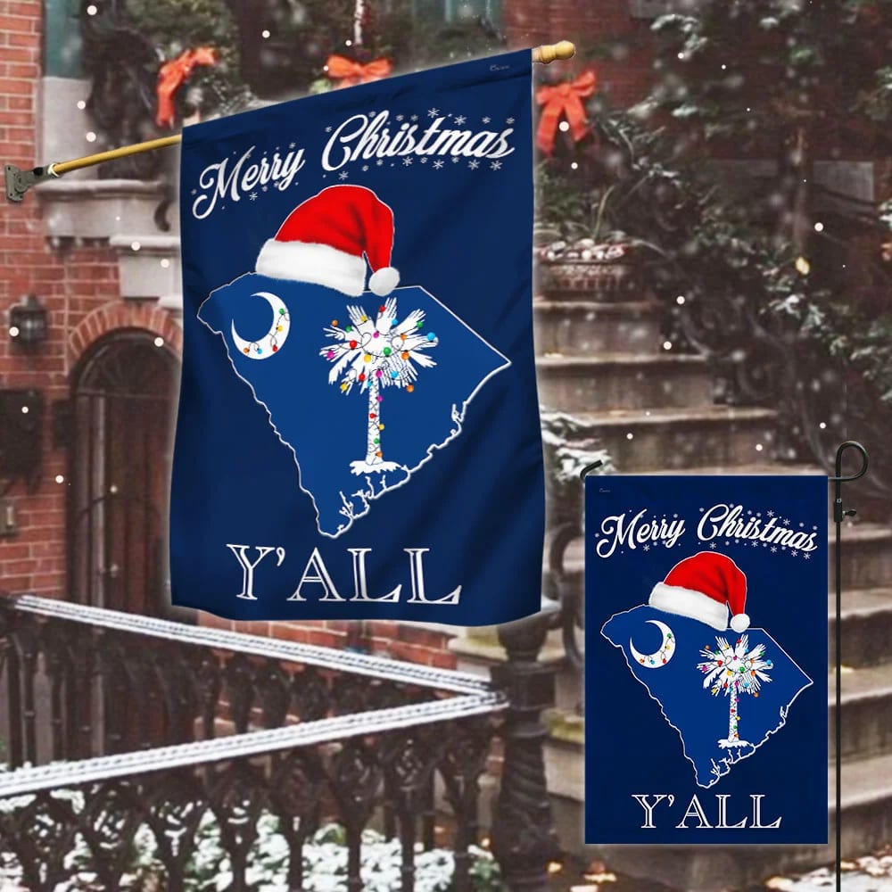 South Carolina Merry Christmas Flag - Christmas Garden Flag - Christmas House Flag - Christmas Outdoor Decoration
