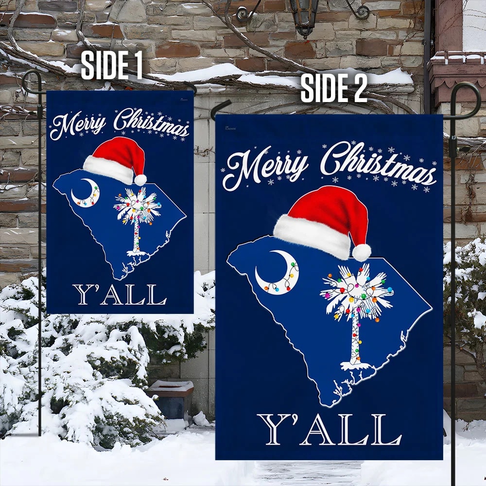 South Carolina Merry Christmas Flag - Christmas Garden Flag - Christmas House Flag - Christmas Outdoor Decoration