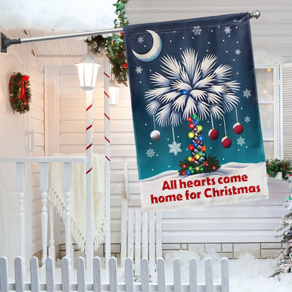 South Carolina Palmetto All Hearts Come Home For Christmas Flag - Religious Christmas House Flags