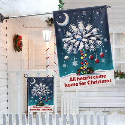 South Carolina Palmetto All Hearts Come Home For Christmas Flag - Religious Christmas House Flags